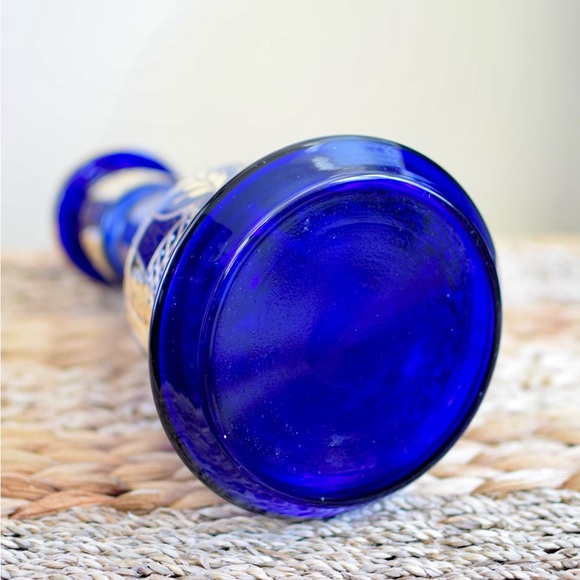 19th Century Antique Cobalt Gold Glass Vase Base - Picture 10 of 10